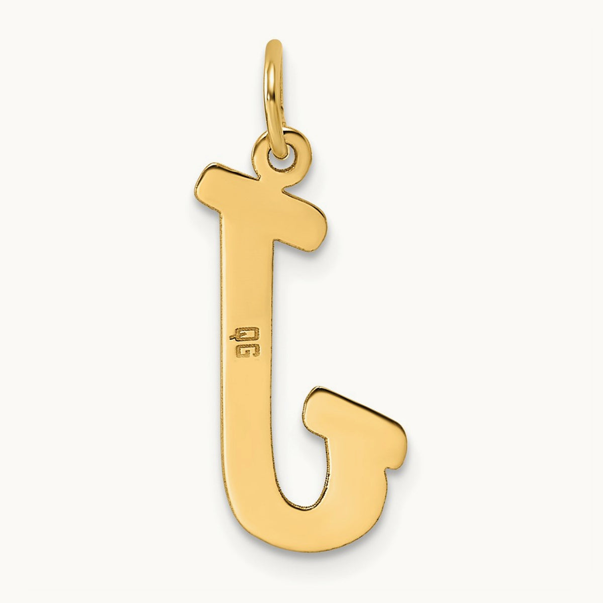 Large Script Initial Charm — 14K Yellow Gold, J