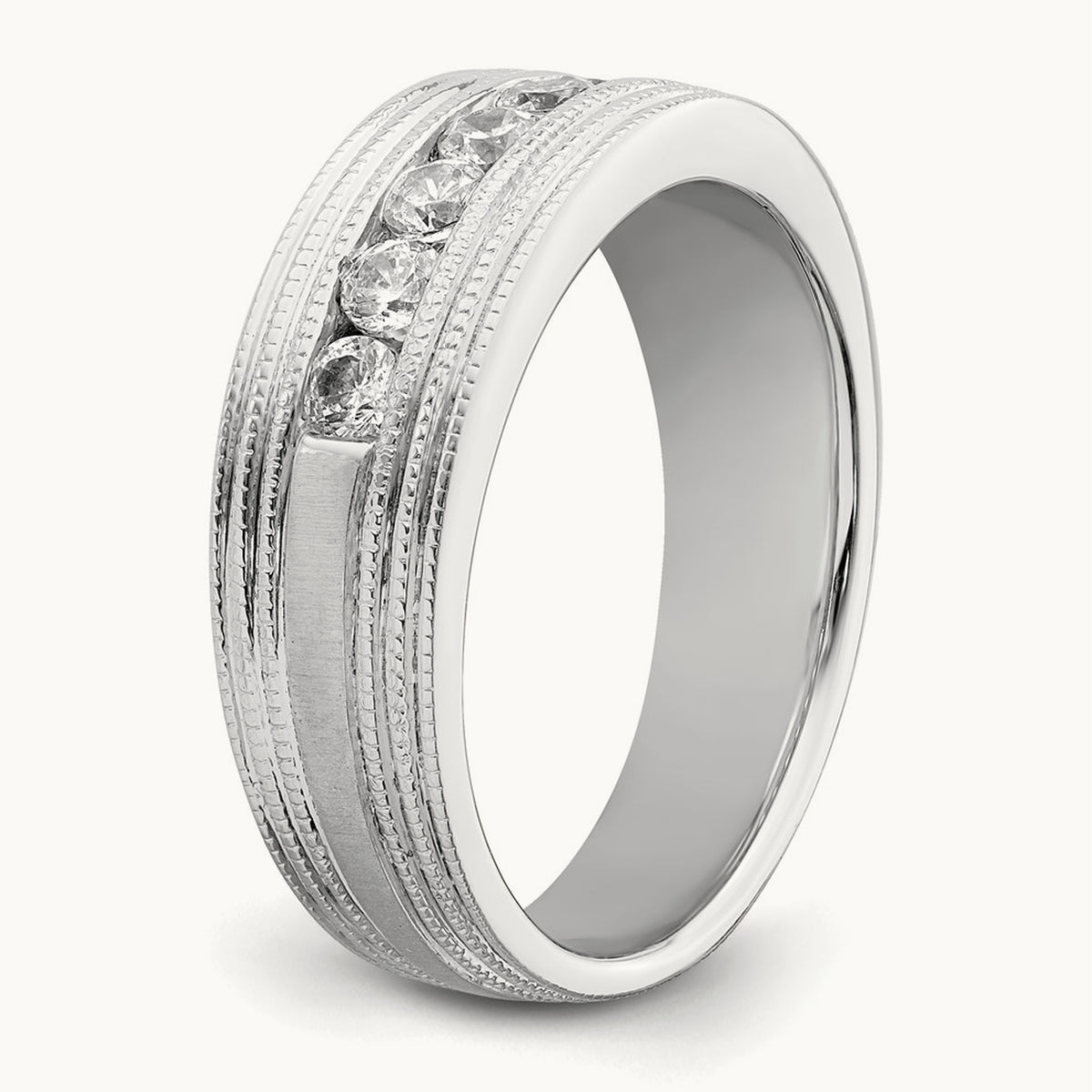 7 Stone Men's Ring, 0.50 ct tw Lab-Grown Diamond — 14K White Gold