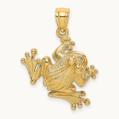 2-D Frog Sitting Charm, 14K