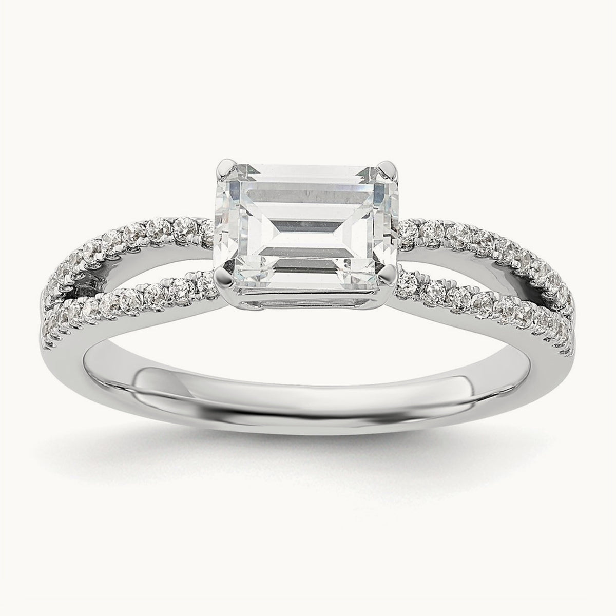 East West Emerald Semi-Mount Engagement Ring — 1 ct, 7