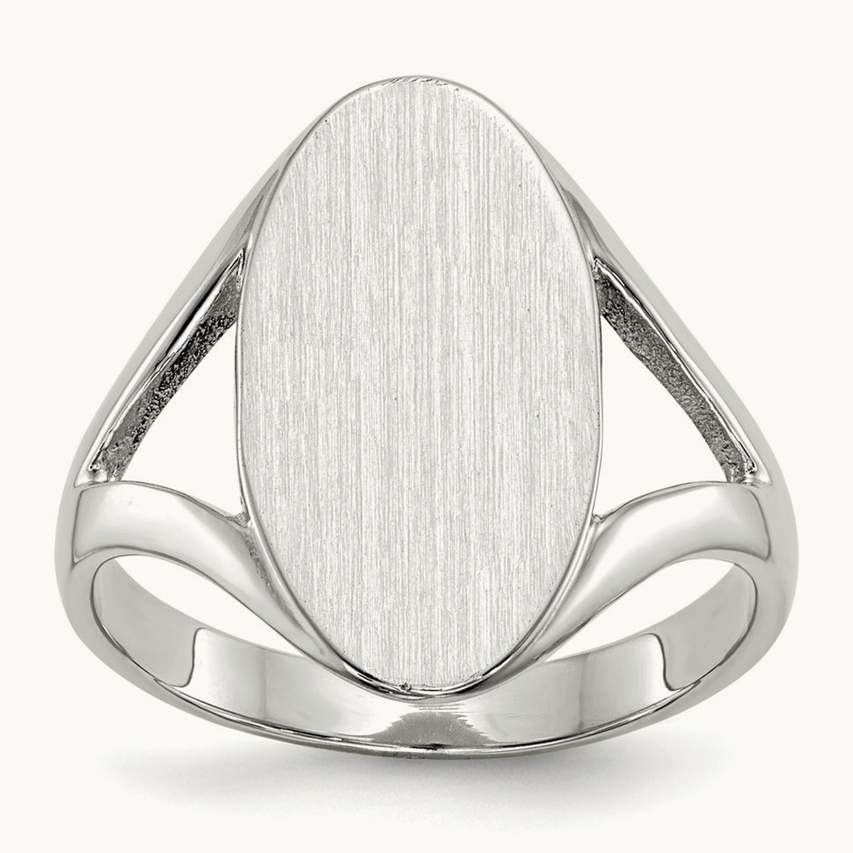 9.0x17. Closed Back Signet Ring, 0mm, 14K White Gold