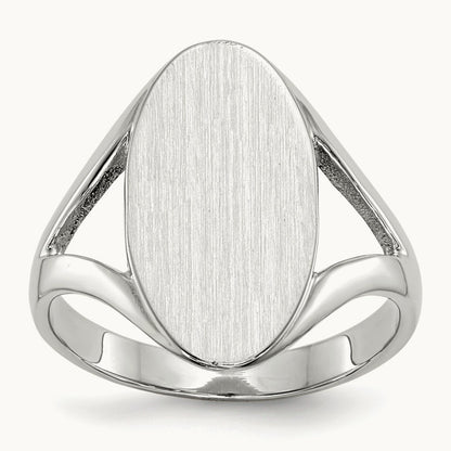 9.0x17. Closed Back Signet Ring, 0mm, 14K White Gold