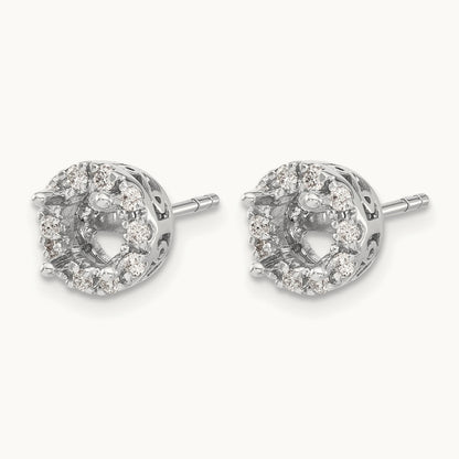 Diamond Semi-mount Stud Earrings, 14K White Gold