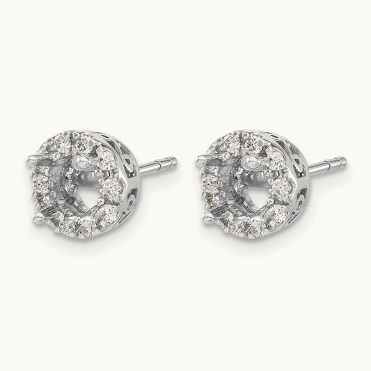 Diamond Semi-mount Stud Earrings, 14K White Gold
