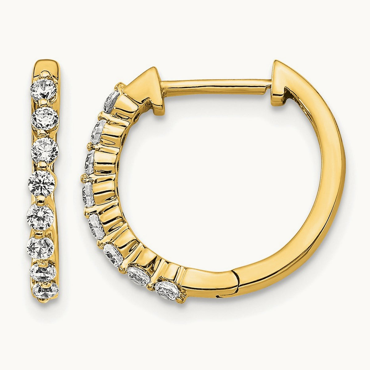 Diamond Hinged Hoop Earrings — 14K Yellow Gold