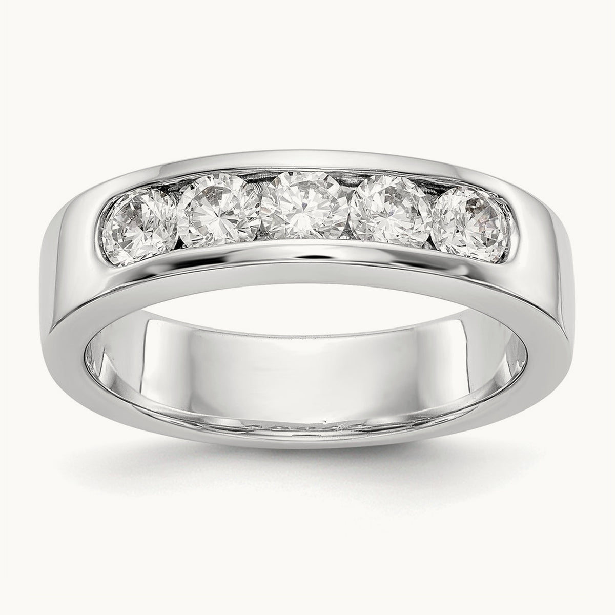 5-Stone Diamond Channel Band, 14K White Gold
