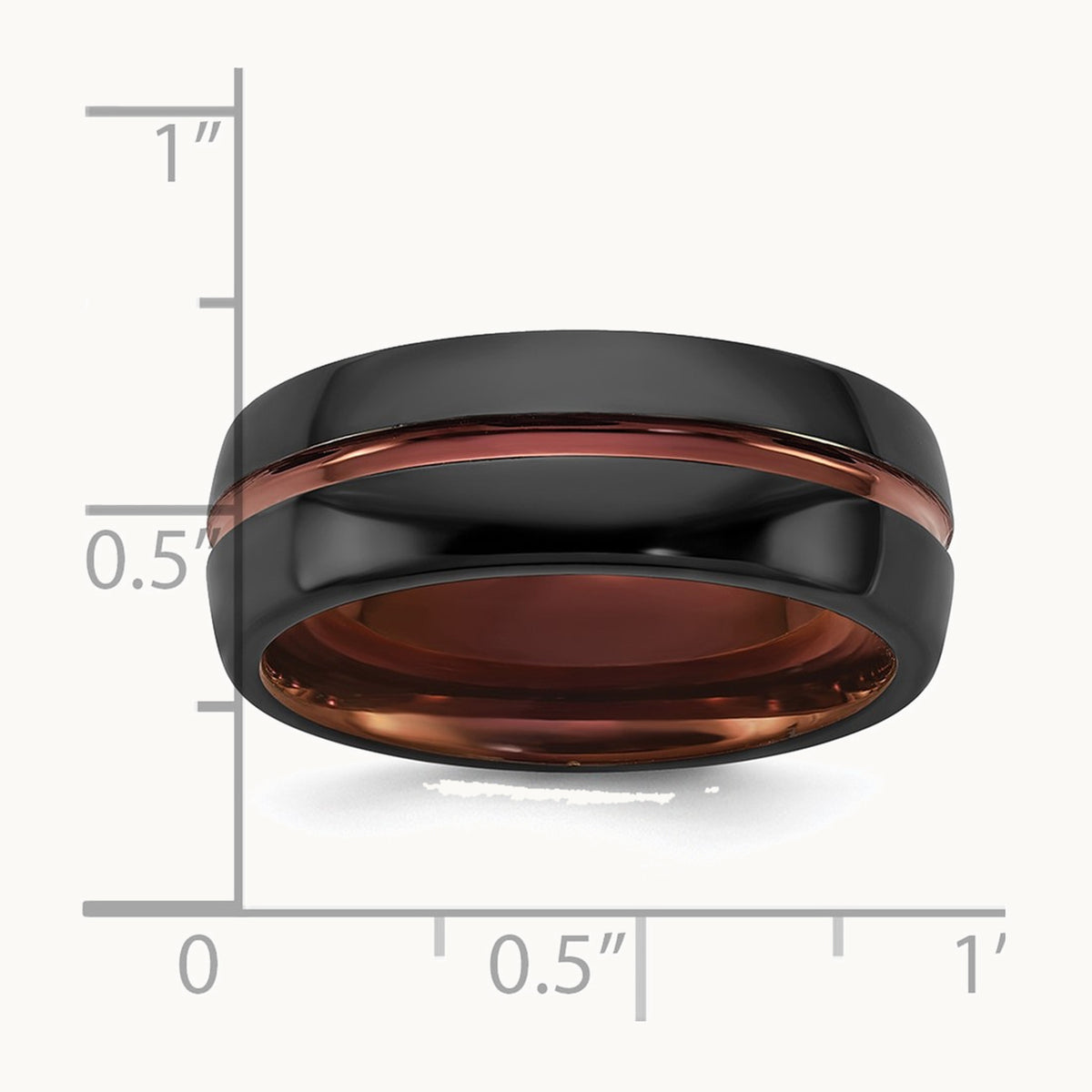Ceramic Black Polished with Red IP-plated Center and Inside 8mm Band