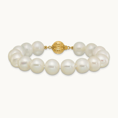 10- Near Rnd Wht Freshwater Cultured Pearl 7.5in Bracelet, 11mm, 14K