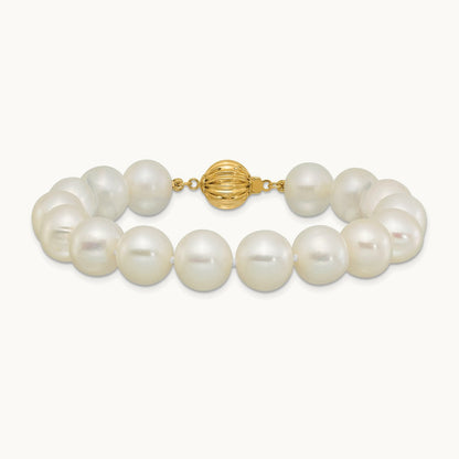 10- Near Rnd Wht Freshwater Cultured Pearl 7.5in Bracelet, 11mm, 14K
