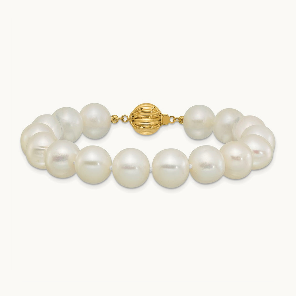 10- Near Rnd Wht Freshwater Cultured Pearl 7.5in Bracelet, 11mm, 14K