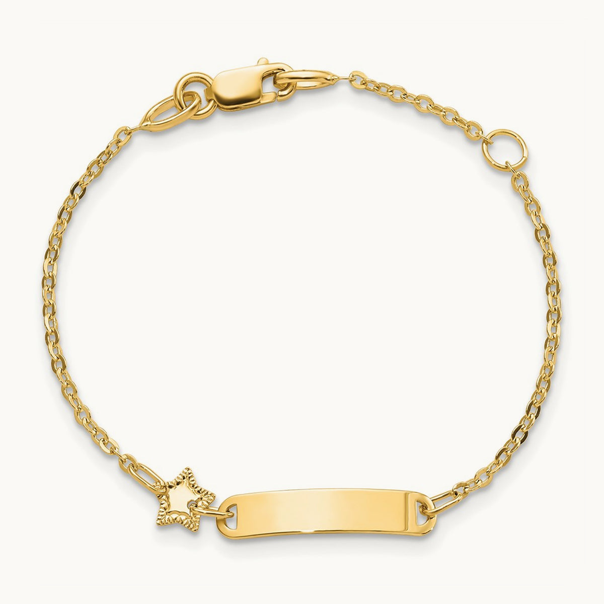 Polished ID with Star Childrens Bracelet, 14K