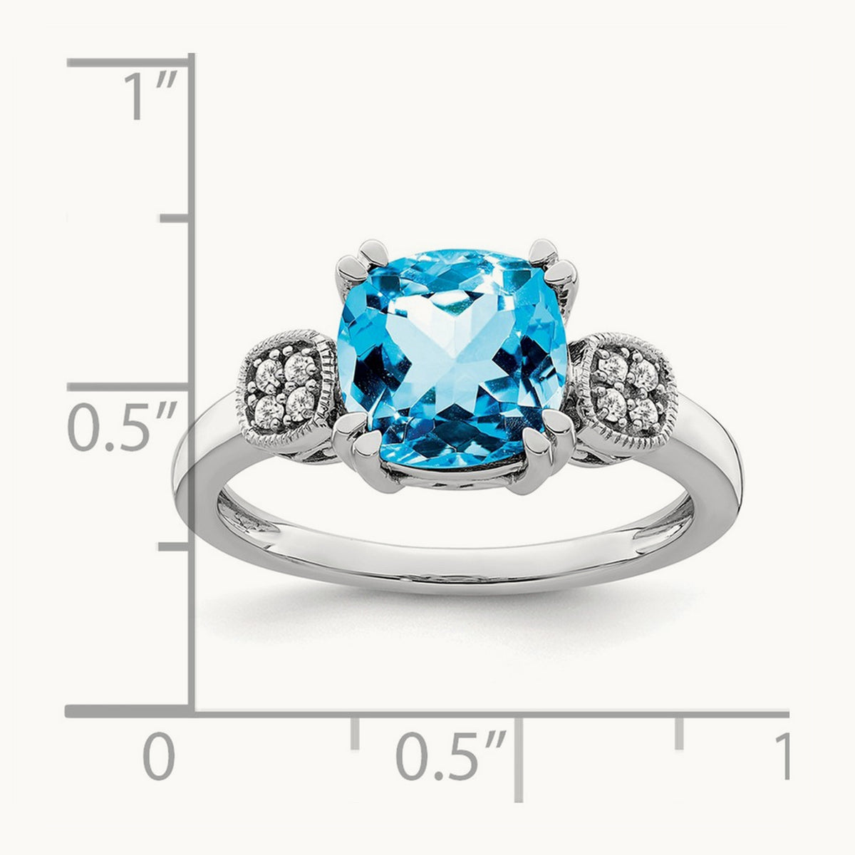 Blue Topaz and Diamond Ring, 14K White Gold