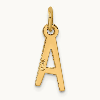 Slanted Block Initial Charm — 14K Yellow Gold, A