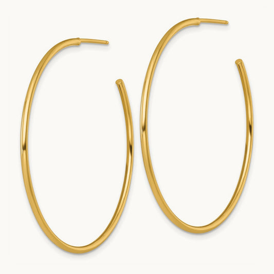 1.5 x Polished Post Hoop Earrings, 45mm, 14K