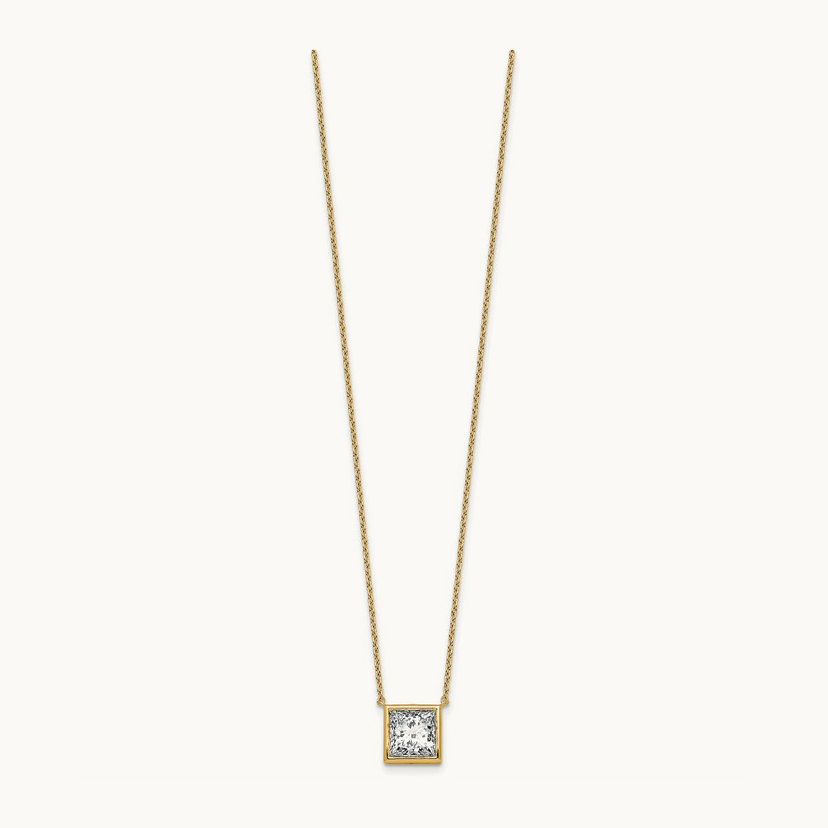 Princess Bezel Set Pendant, 1.00-4.00 ct tw Lab-Grown Diamond — 3 ct, 14K Yellow Gold