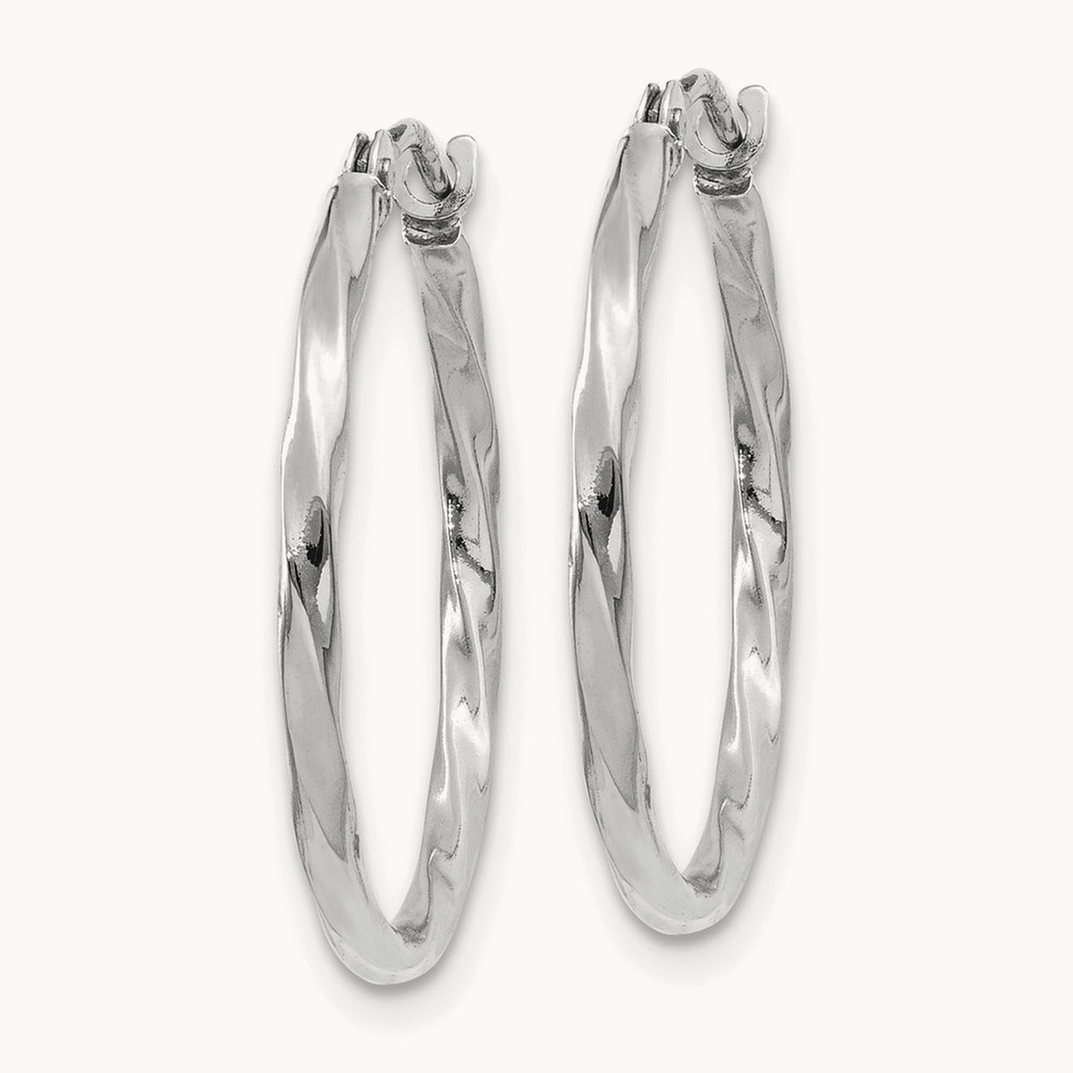 Polished Twisted Hoops, 14K White Gold