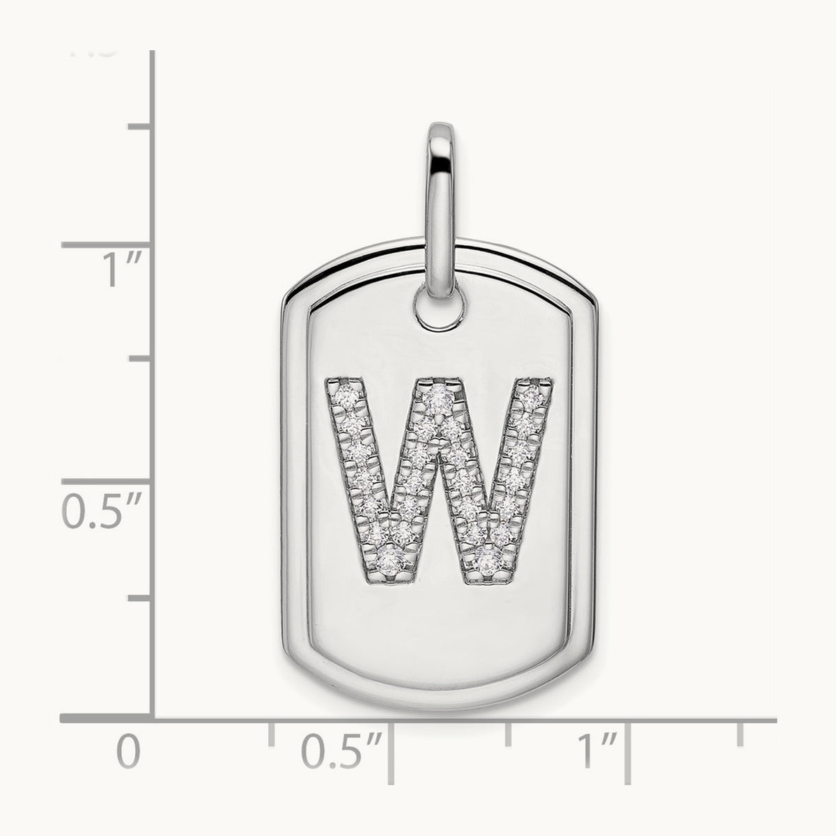 Diamond Dog Tag Charm — 14K White Gold, W