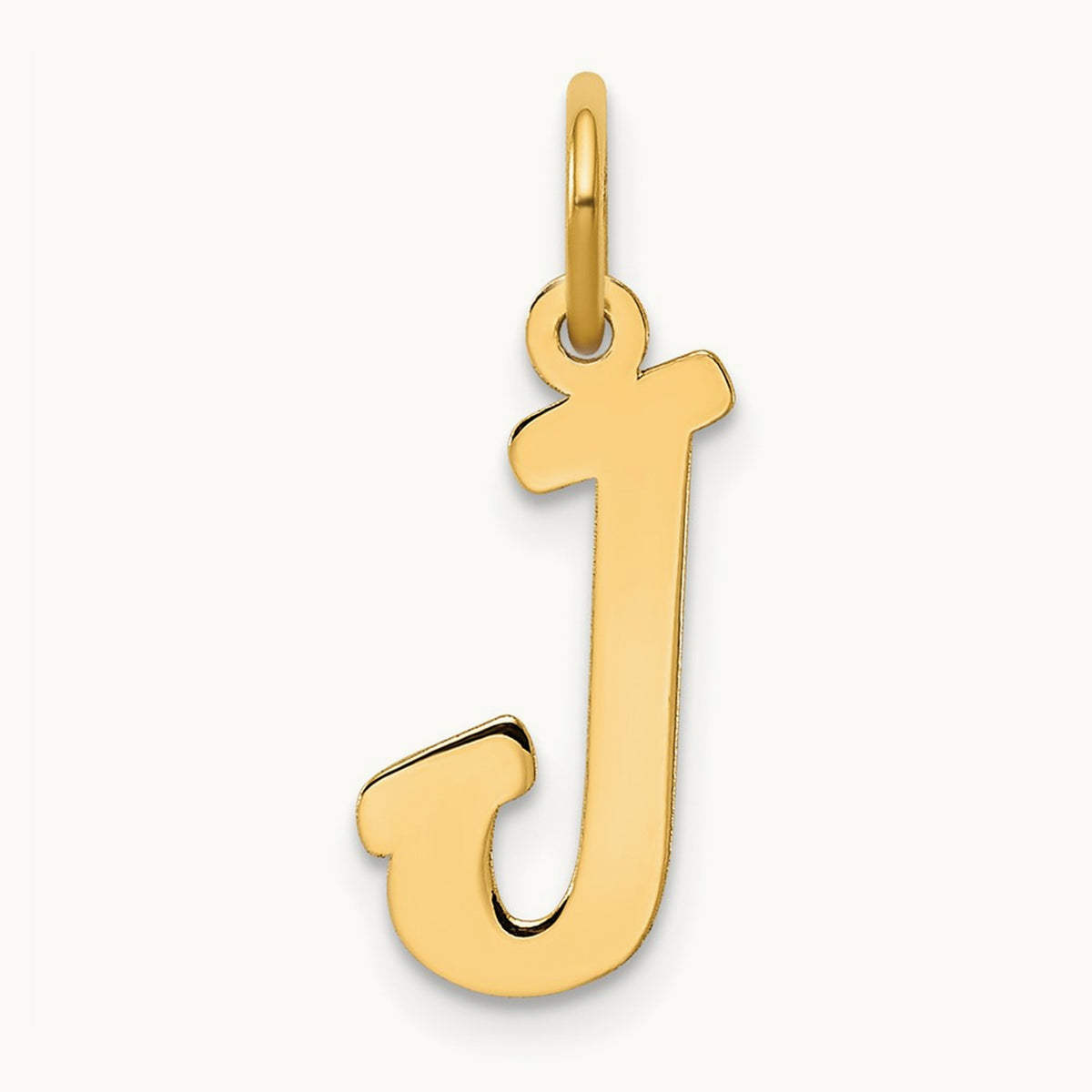 Medium Script Initial Charm — 14K Yellow Gold, J