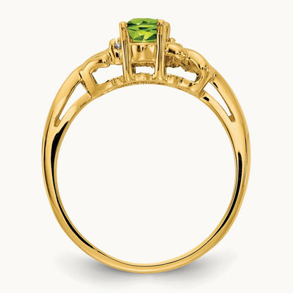 Peridot & AA Diamond Ring, 14K