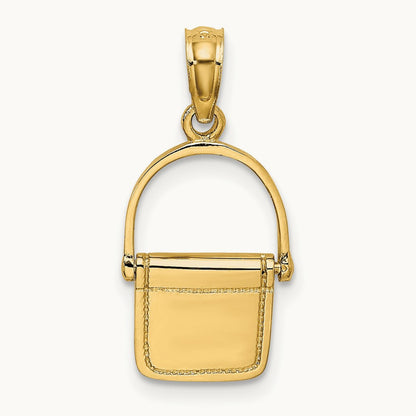 3-D Moveable Polished Purse Charm, 14K