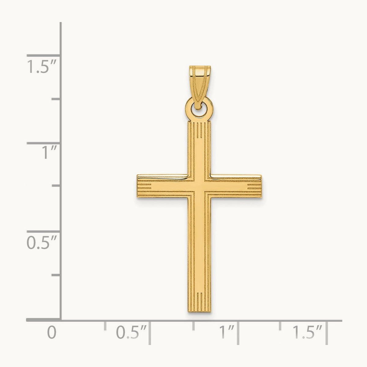 Laser Etched Cross Charm — 14K Yellow Gold, 37mm
