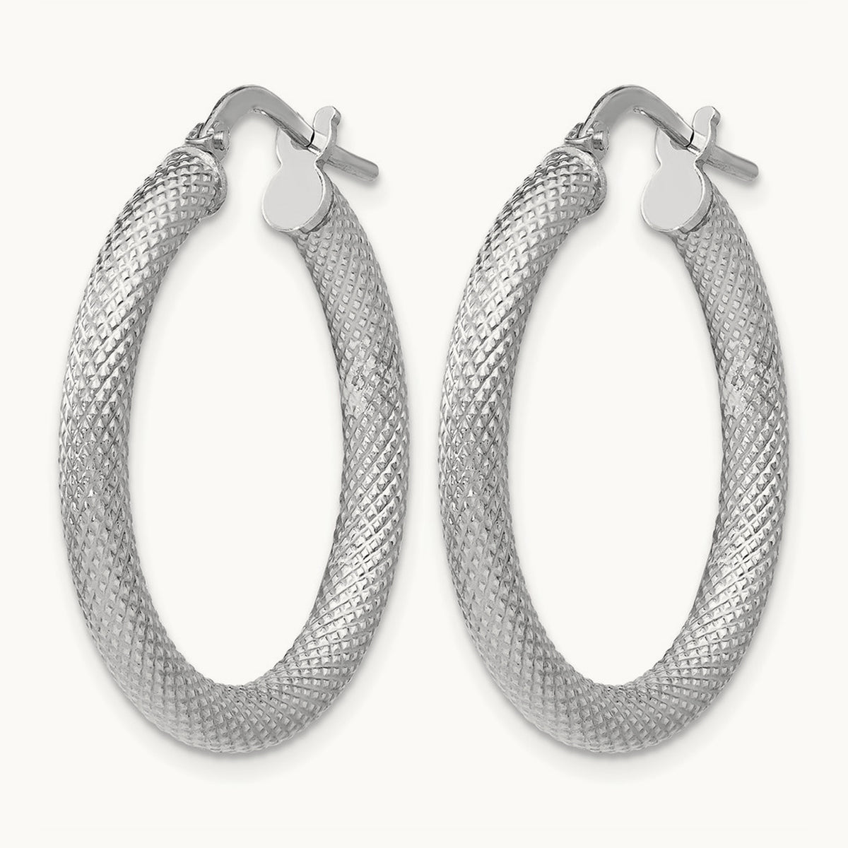 RH-plated Textured Hinged Hoop Earrings, Sterling Silver — Leslie's