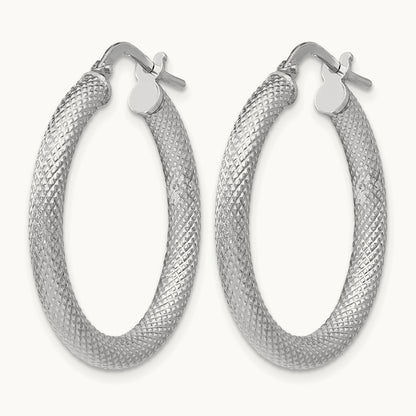 RH-plated Textured Hinged Hoop Earrings, Sterling Silver — Leslie's