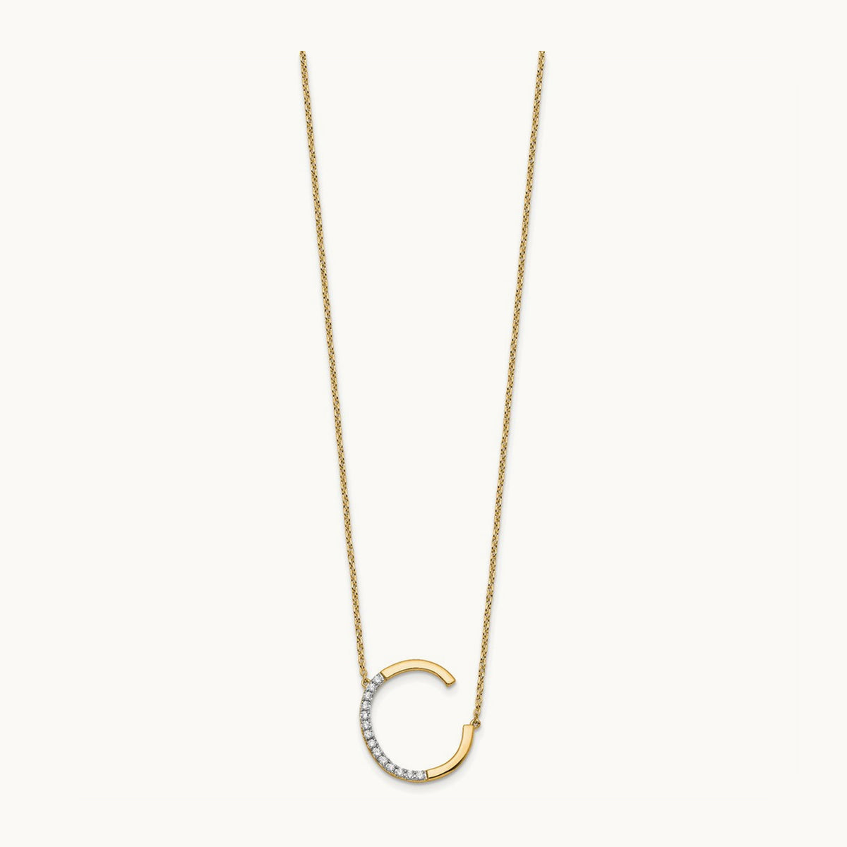 Sideways Diamond Necklace — 14K Yellow Gold, C