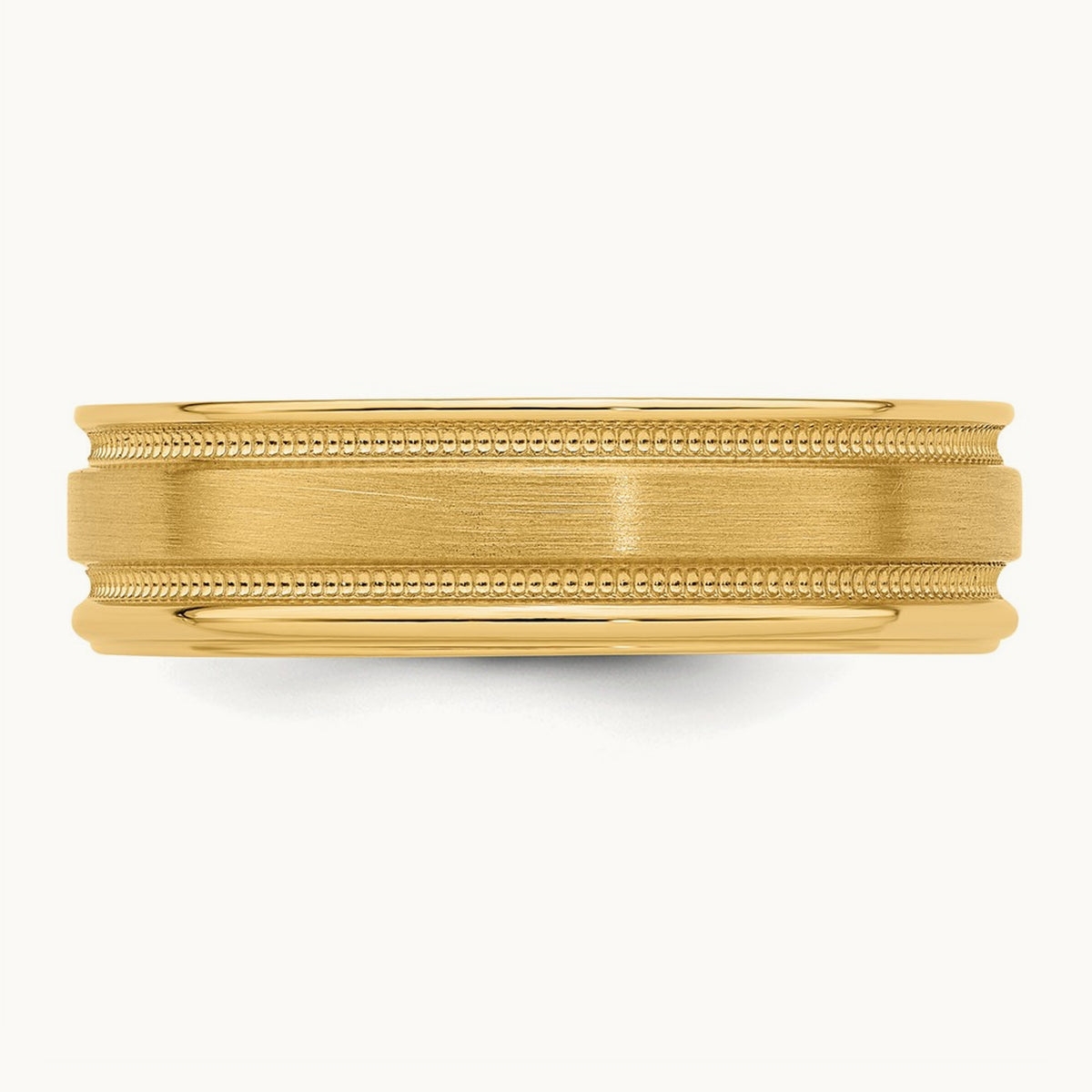Heavy Comfort Fit Brush Satin Fancy Band, 14K Yellow Gold