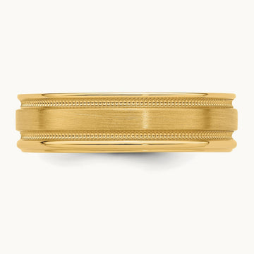 Heavy Comfort Fit Brush Satin Fancy Band, 14K Yellow Gold