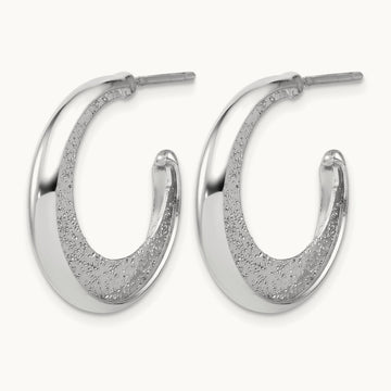 SS RH-plt Radiant Essence Polish/Textured Post J-Hoop Earrings — Leslie's