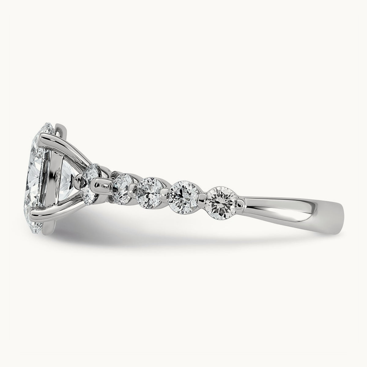 Oval Center with Round Sides Ring, 2 1/3-5 ct Lab-Grown Diamond