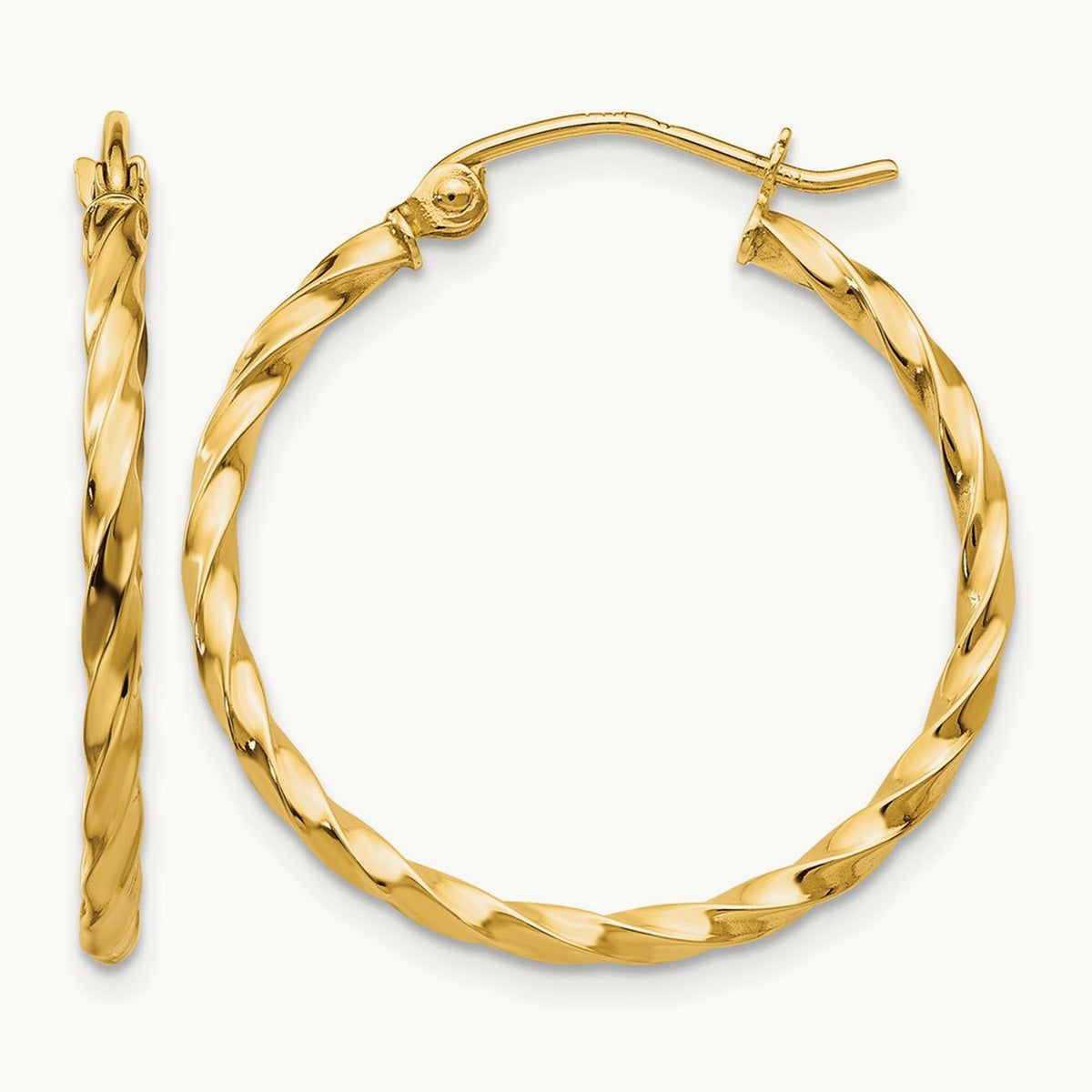 Twist Polished Hoop Earring — 22mm
