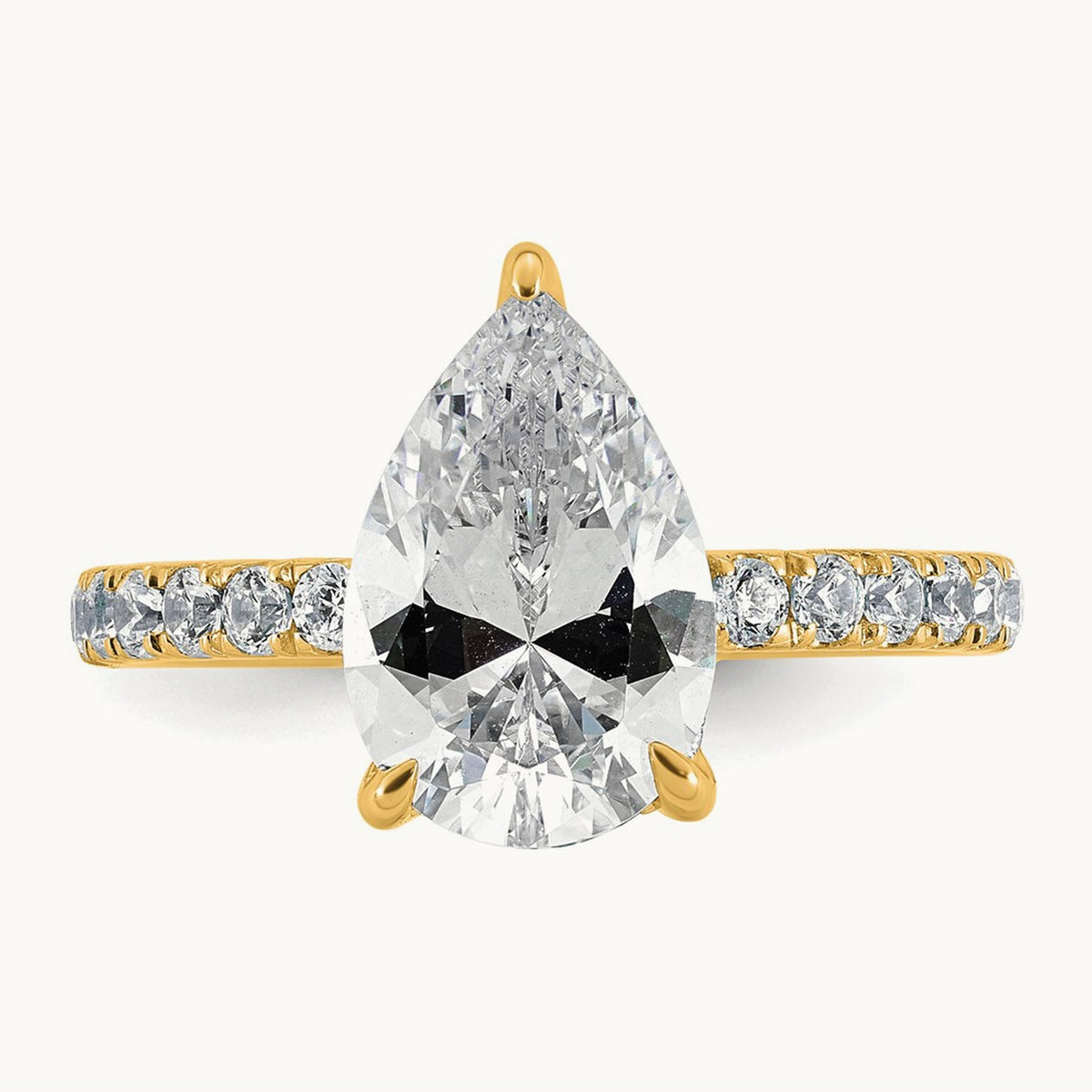 Pear Solitaire Engagement Ring, 1.25-4.75 ct tw Lab-Grown Diamond — 3 1/2 ct, 14K Yellow Gold