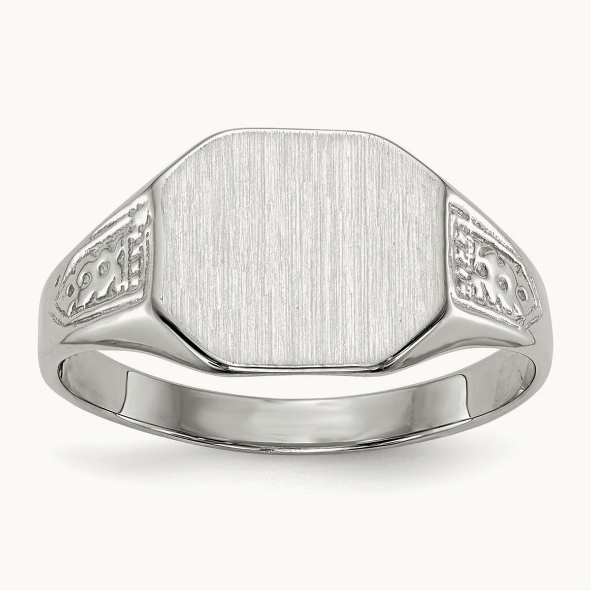 10.5x9. Closed Back Signet Ring, 0mm, 14K White Gold