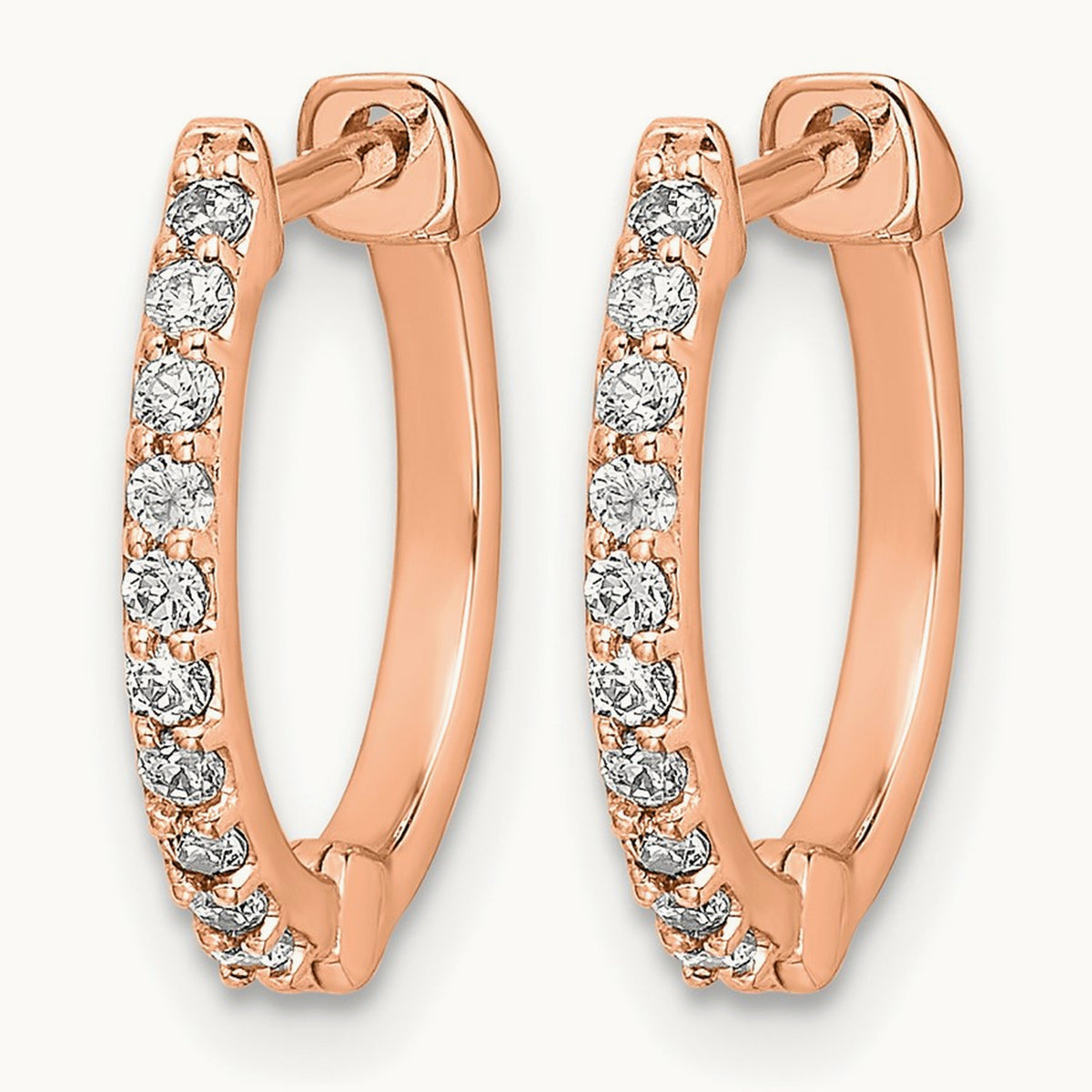 Diamond Hinged Hoop Earrings — 14K Rose Gold