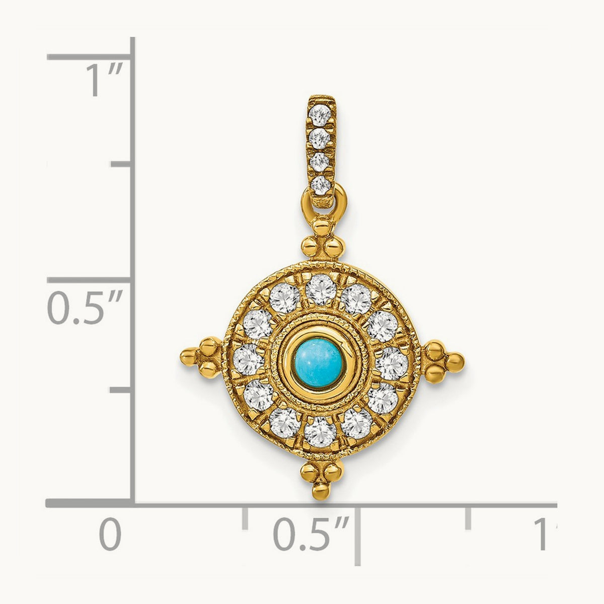 Turquoise and Topaz Pendant — 14K Yellow Gold