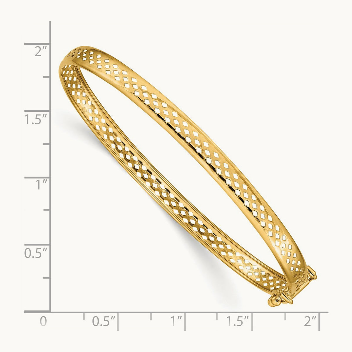Polished Safety Clasp Bangle, 4.75mm, 14K