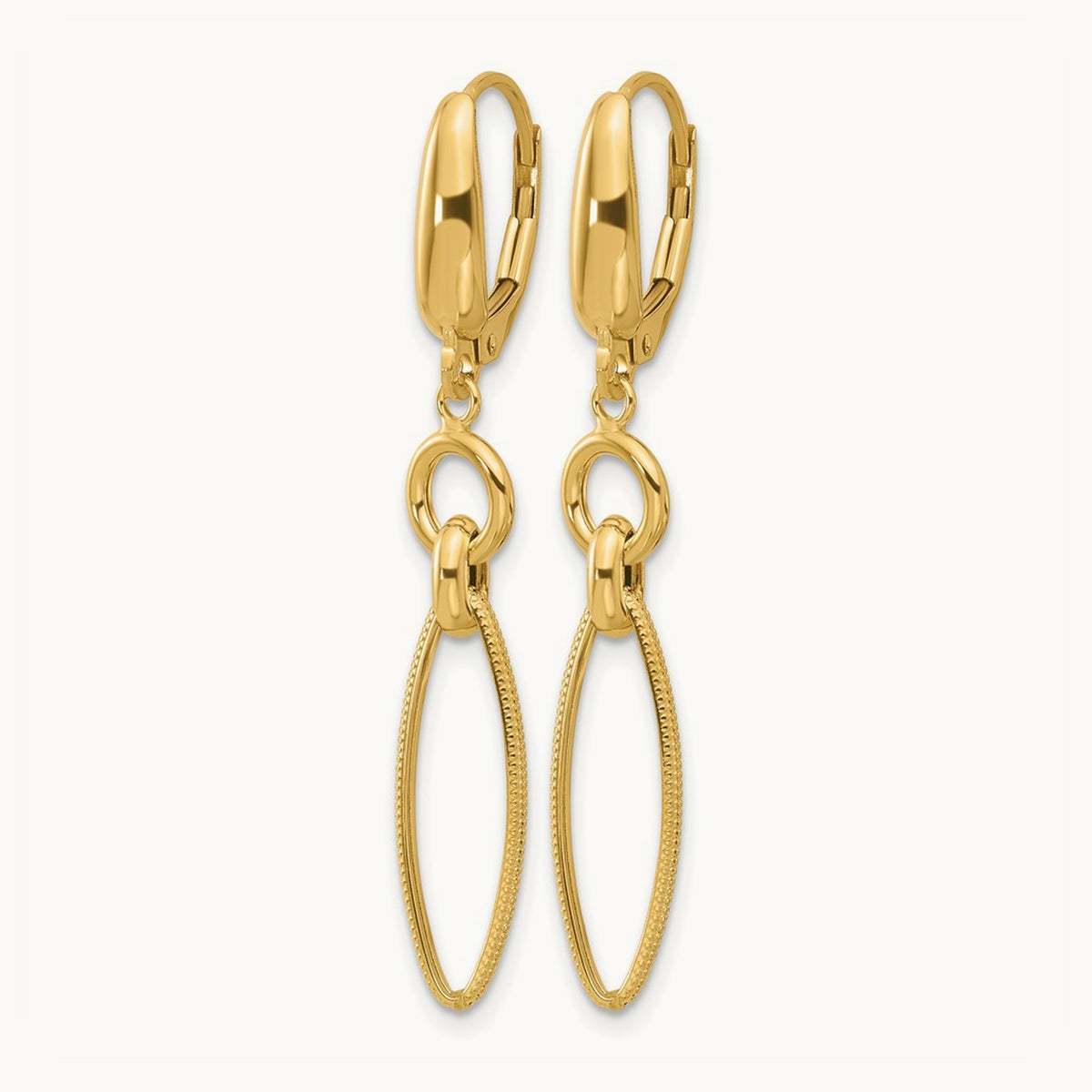 Polished and Diamond-cut Dangle Earrings, 14K — Leslie's