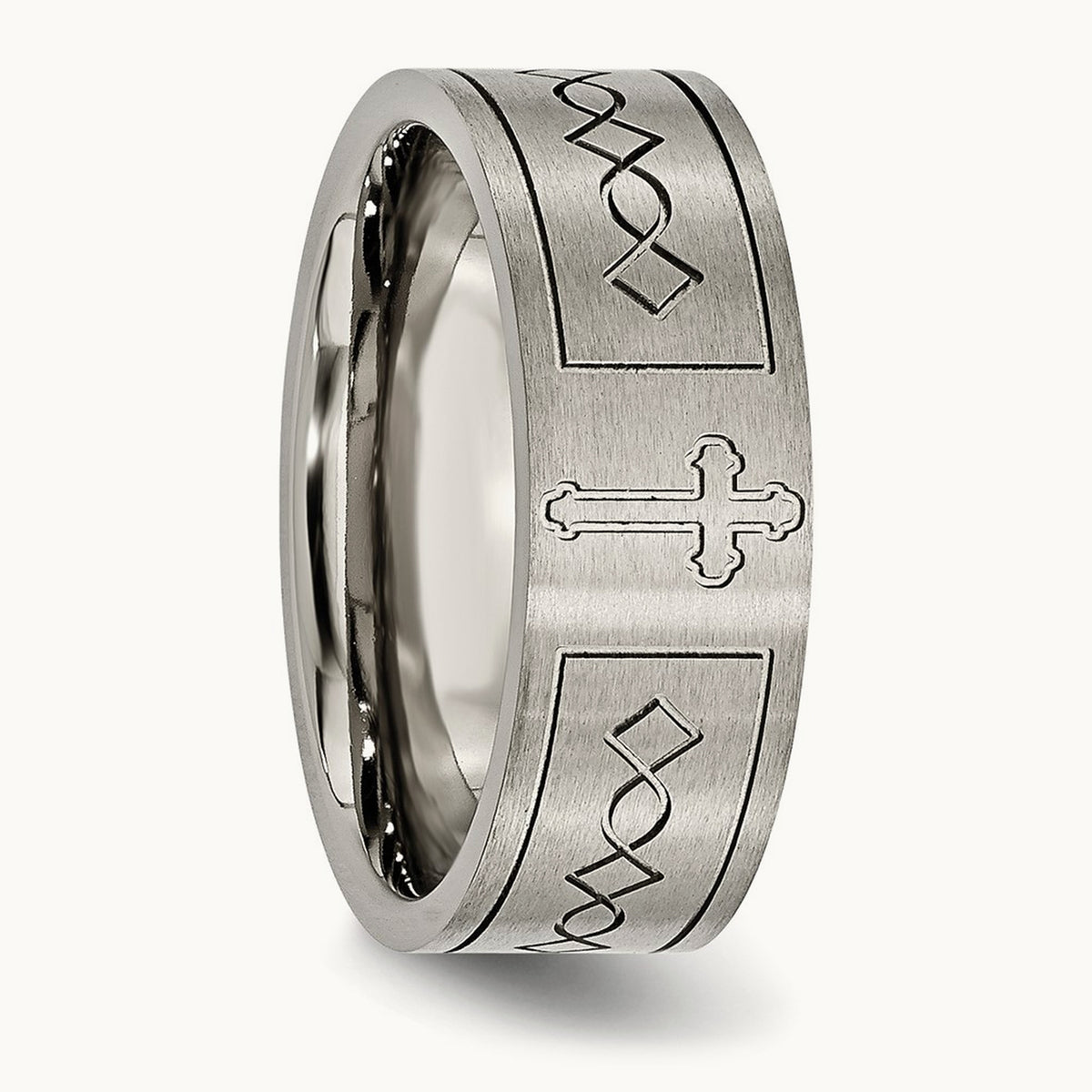 Brushed Cross Design Flat Band — photo set (2)