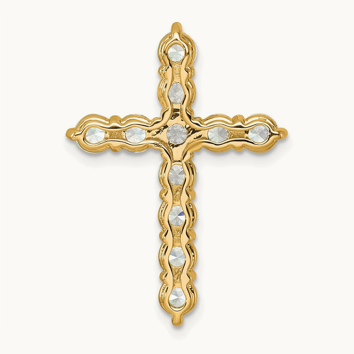 Cross Chain Slide Pendant, 3.00 ct tw Lab-Grown Diamond — 14K Yellow Gold