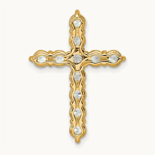Cross Chain Slide Pendant, 3.00 ct tw Lab-Grown Diamond — 14K Yellow Gold