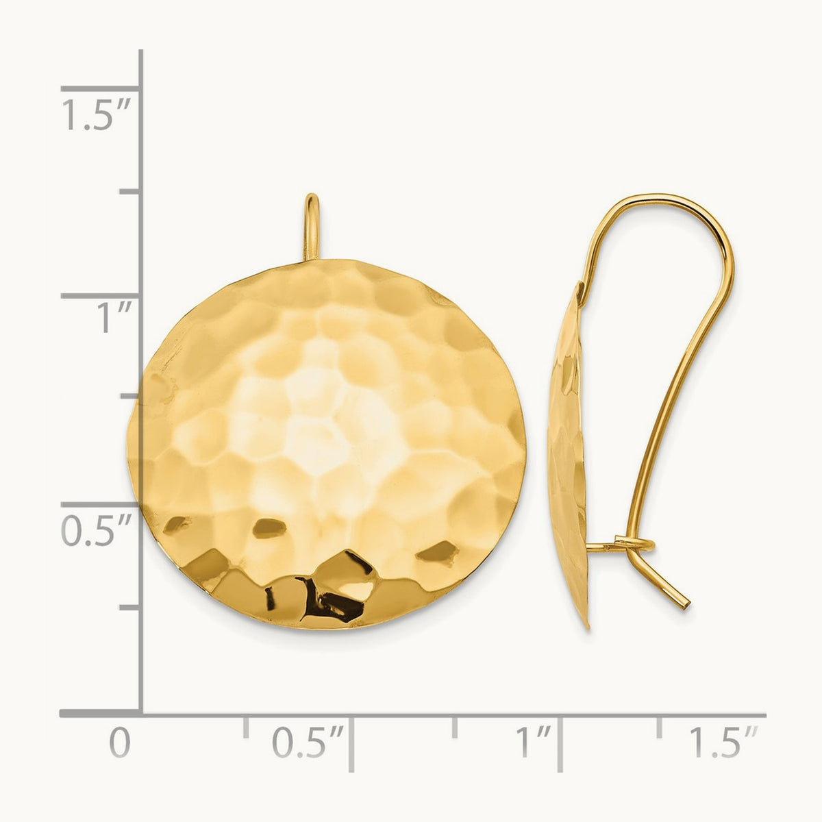 Hammered Circle Earrings — 29mm