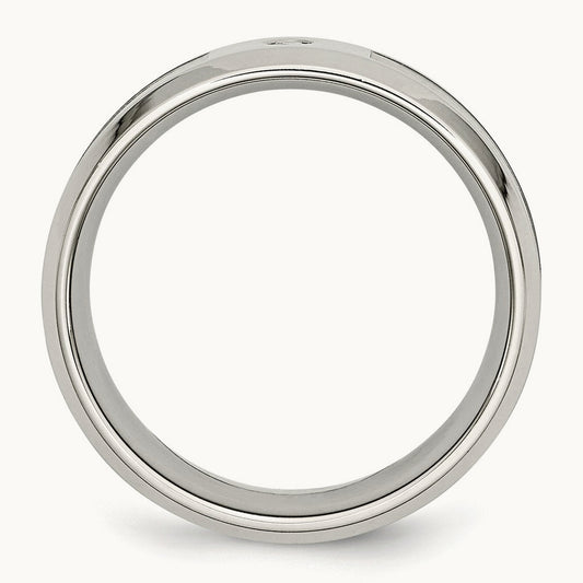 Polished Camouflage .03ct Diamond Band, 8mm, Stainless Steel