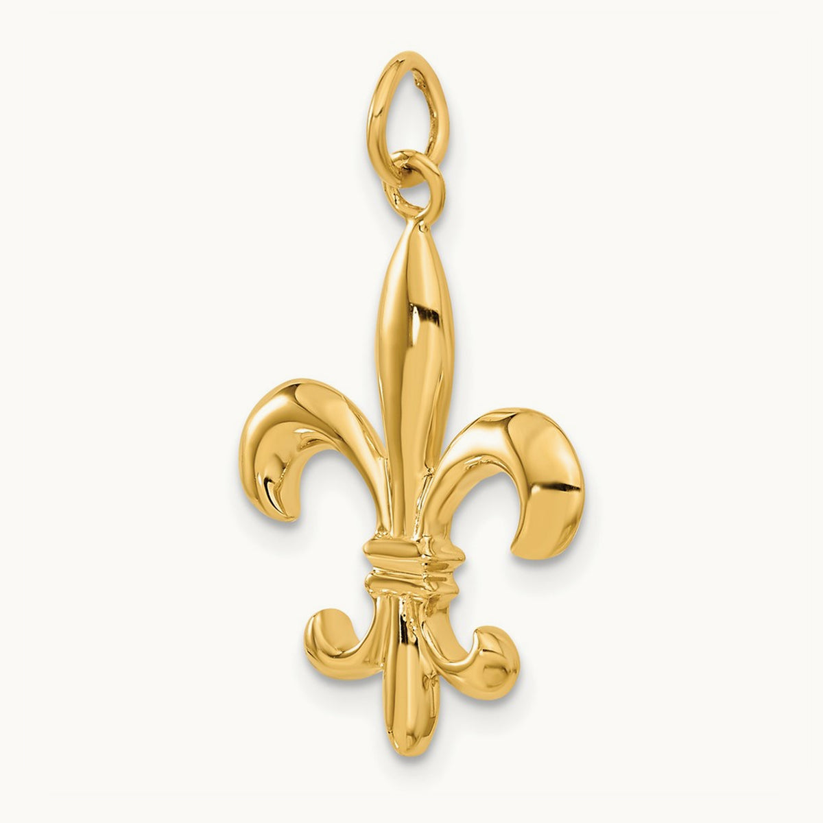 Solid Fleur de Lis 3-D Charm, 14K