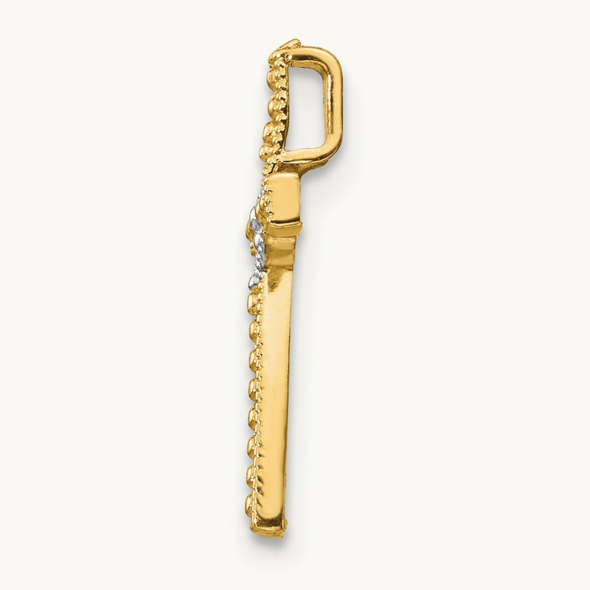 w/Rhodium Cross Pendant, 14K