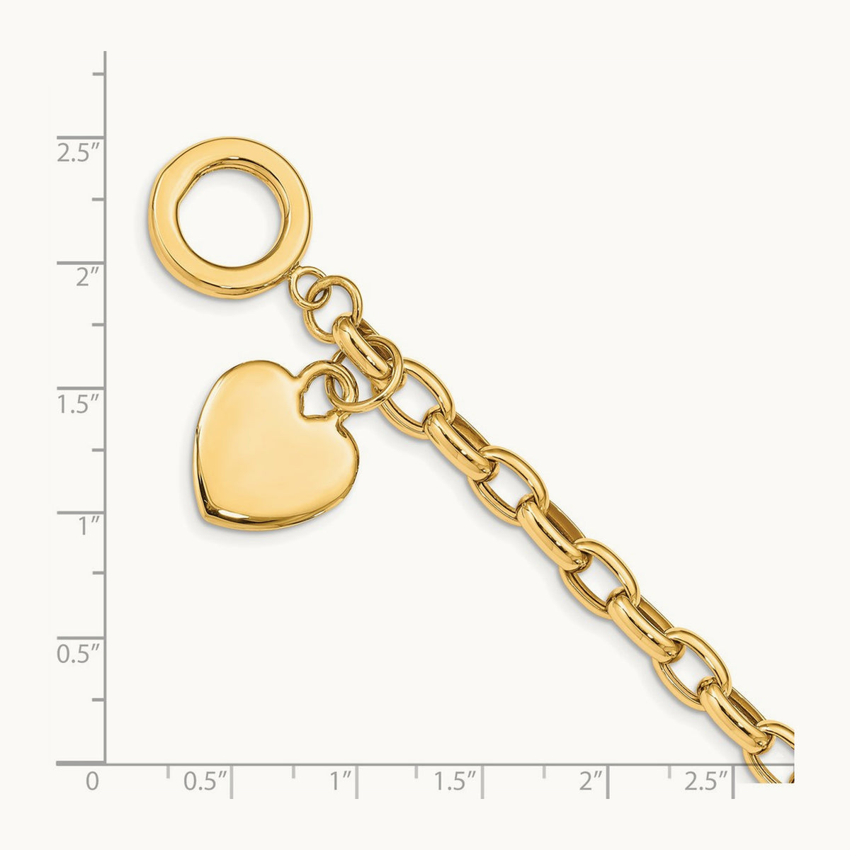 Heart Charm Bracelet, 14K