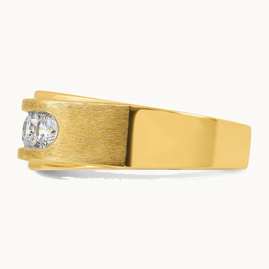 IBGoodman 14K Men's Polished and Brushed 5-Stone 1 Carat AA Quality Diamond Ring