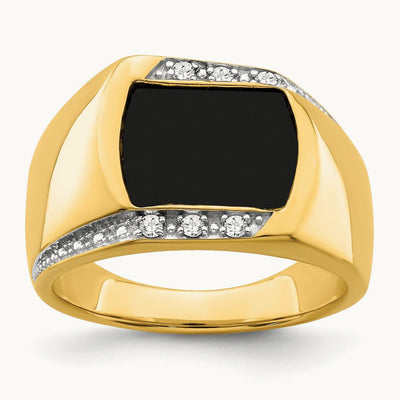 Onyx and Diamond Mens Ring, 14K