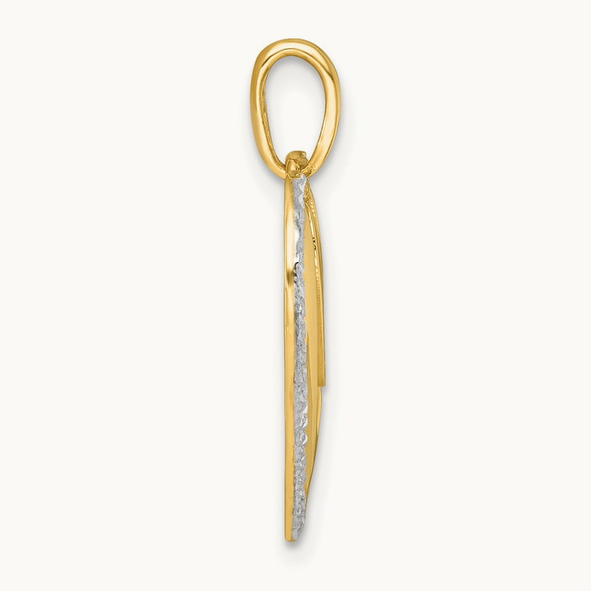 Polished LOVE In Heart Charm, 14K with White Rhodium
